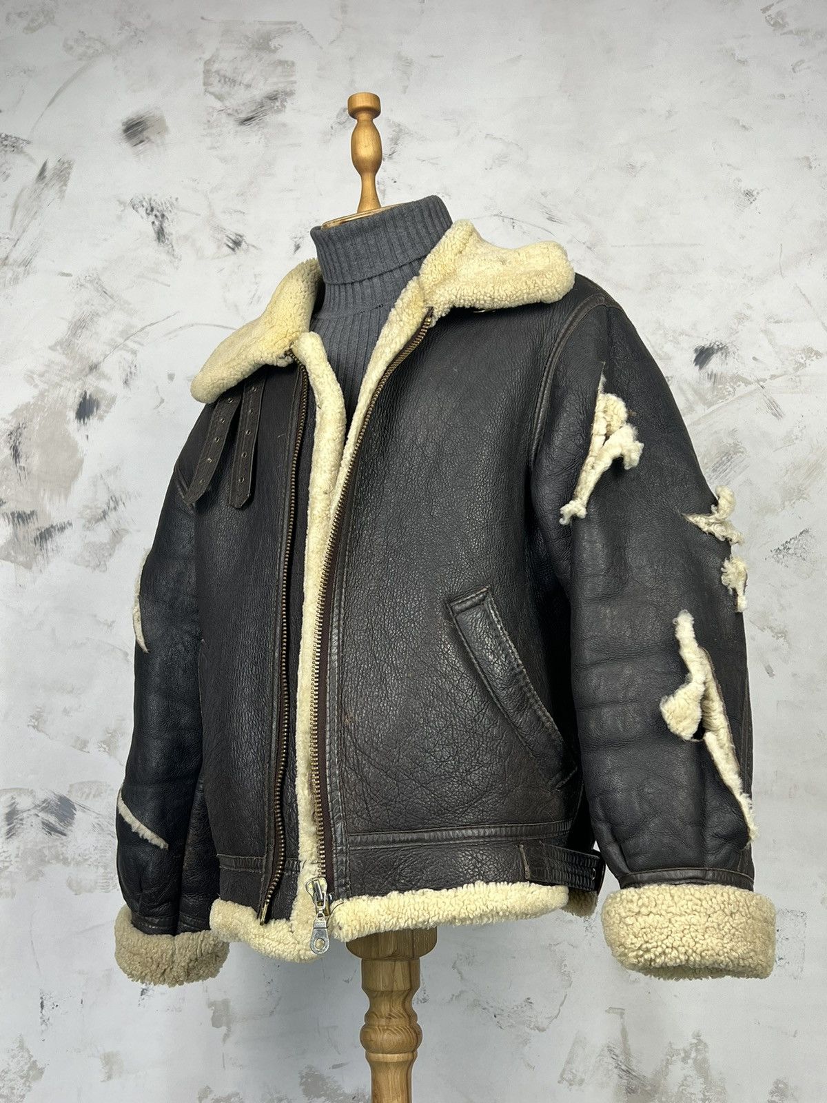 Vintage B-3 Style Shearling Flight Aviator Air Force Jacket S - M Size US M / EU 48-50 / 2 - 1 Thumbnail