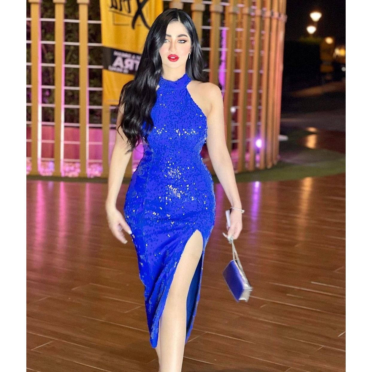 zara blue glitter dress Ball Gown Off Shoulder Sleeveless Pleated Gold Sequins Beaded Crystal –  suzhoufashion main image 1