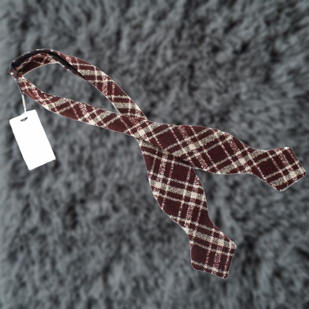 Suitsupply Suitsupply Tie Mens ONE SIZE Check Bordeaux Bow Men Wool Blend Adjustable Classic Size ONE SIZE - 1 Thumbnail