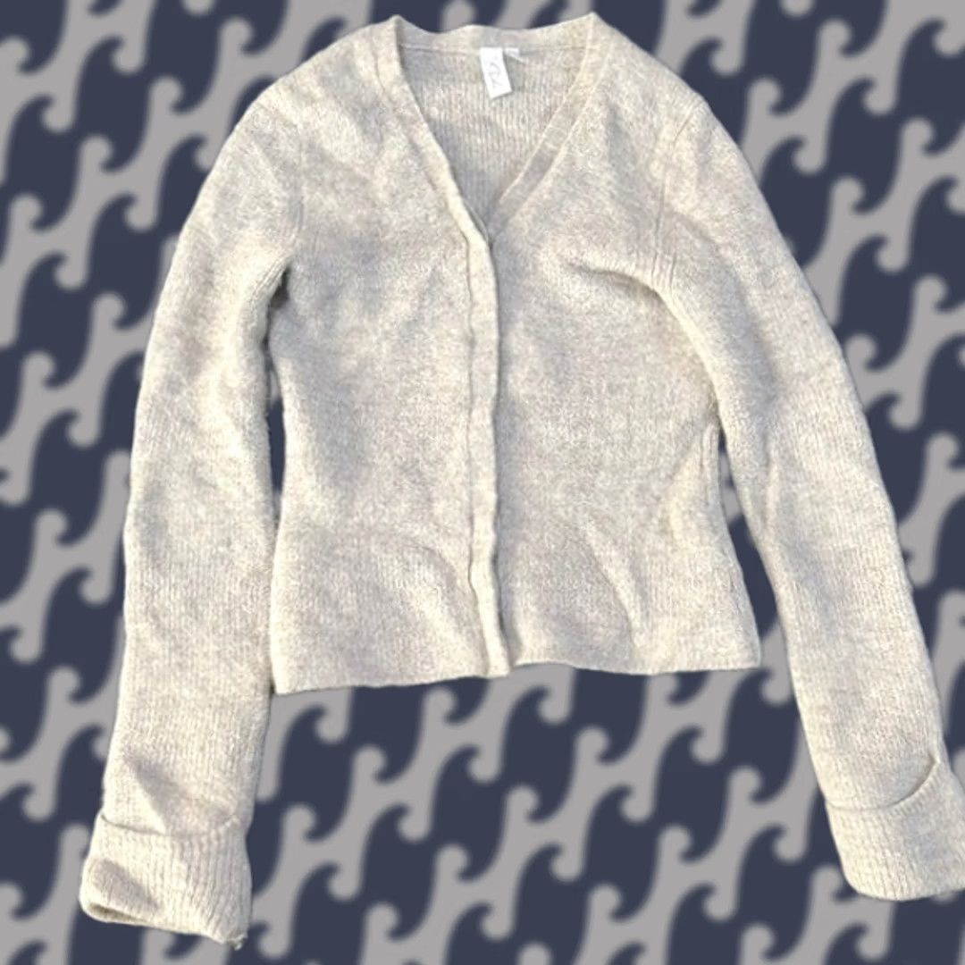 Anne Klein Anne Klein Womens Medium Tan V-Neck Cardigan Sweater 100% Alpaca Button Front Size M / US 6-8 / IT 42-44 - 1 Thumbnail
