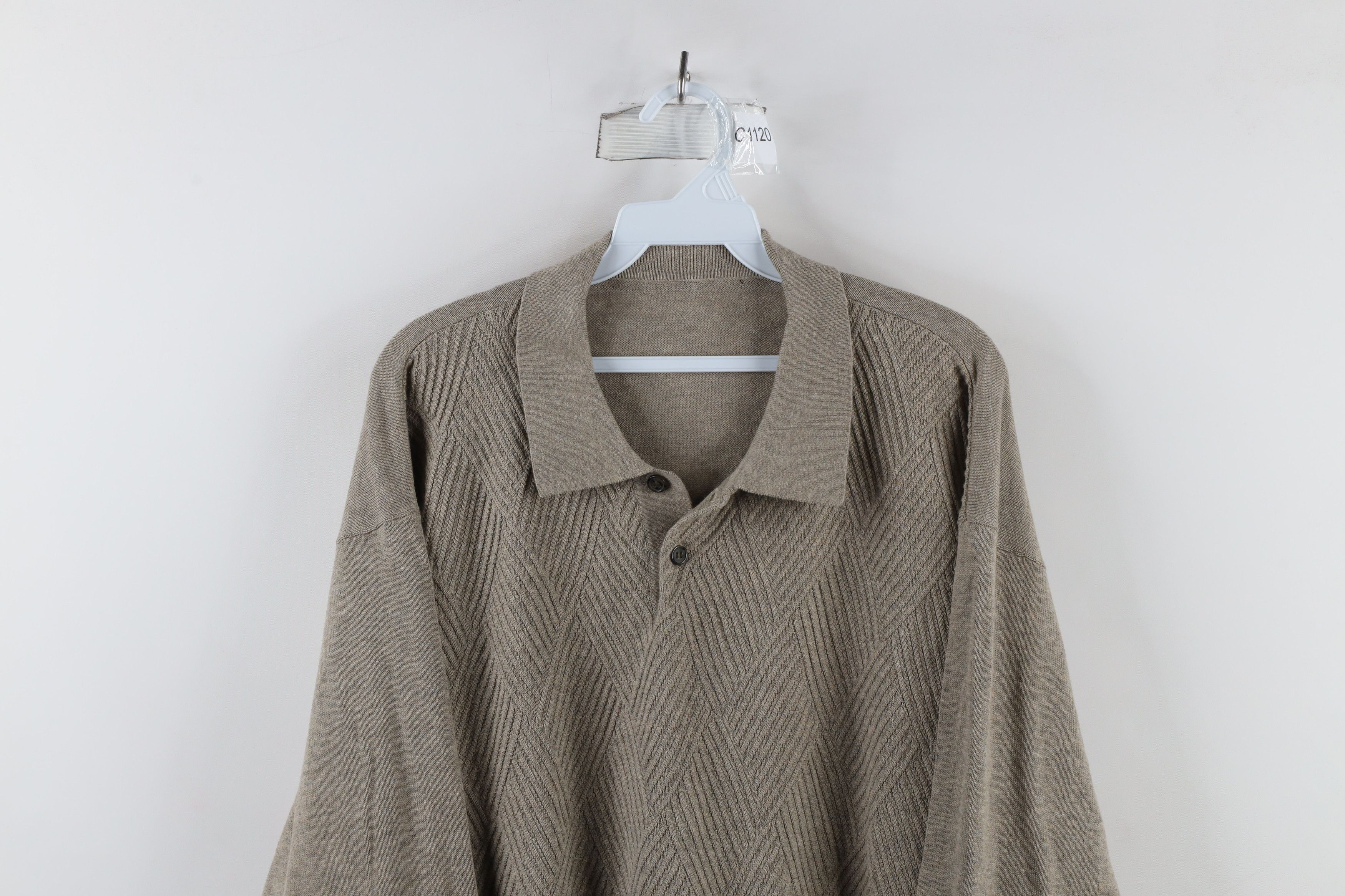 Vintage Vintage 90s Streetwear Lightweight Diamond Collared Sweater Size US XL / EU 56 / 4 - 2 Thumbnail