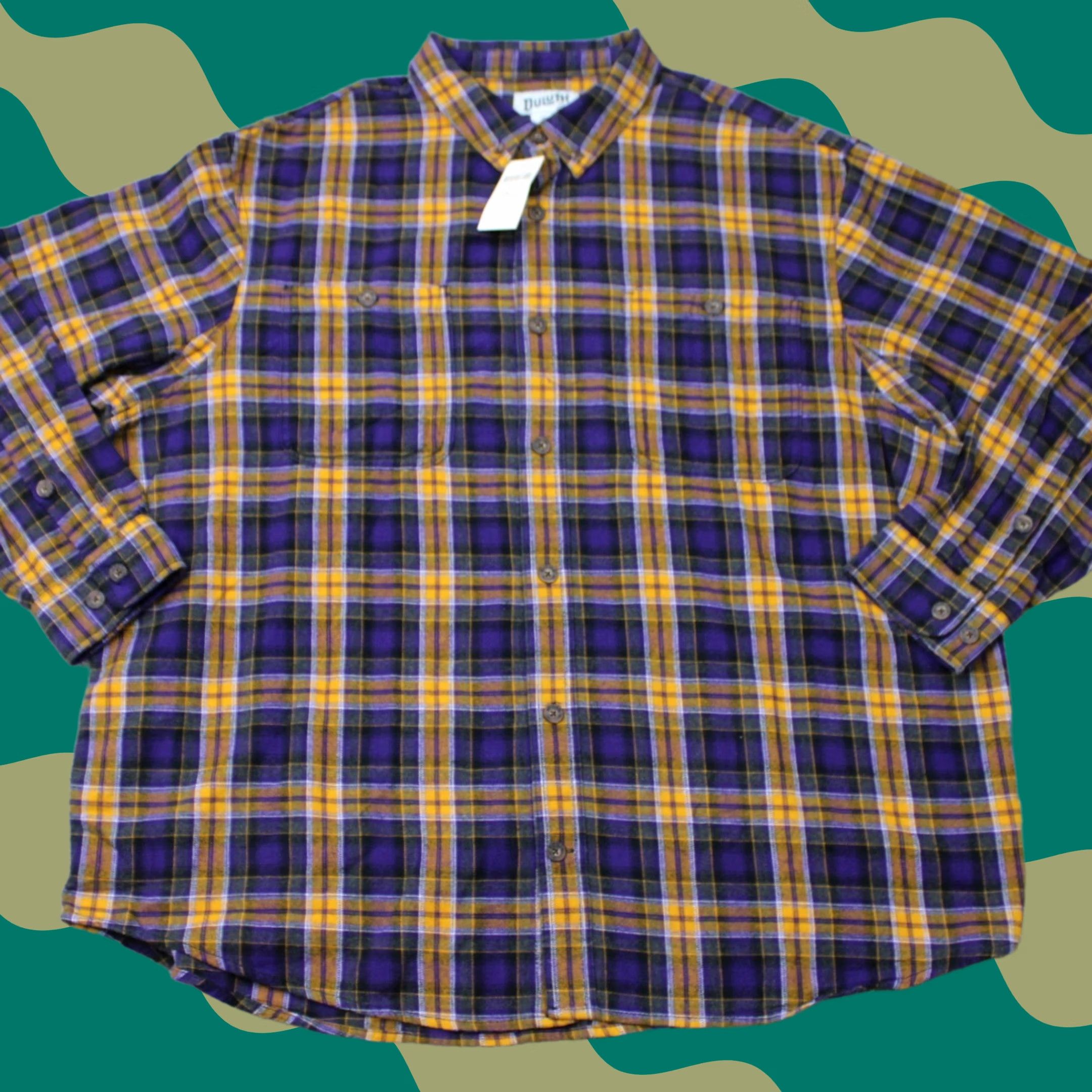 Vintage Duluth Shirt Mens 2XL XXL Purple/Yellow Plaid NWT Button-Up L/S Flannel, Cotton, Blue, Casual, Workwear, All Seasons, 100% Size US XXL / EU 58 / 5 - 1 Thumbnail