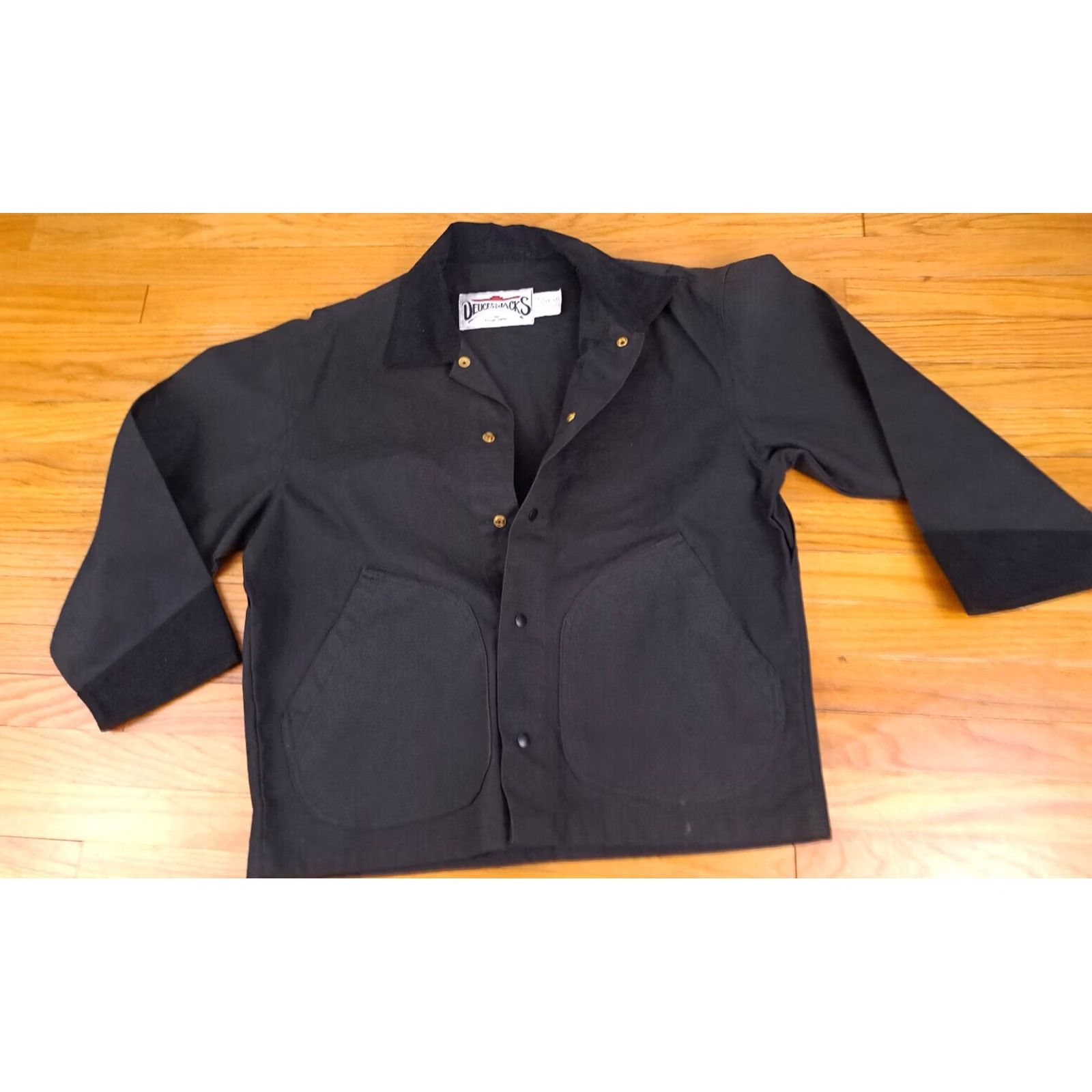 Denime VINTAGE Deuces And Jacks Black Heavy Denim Full Button Bomber Jacket L Mens Dinosaur? Size US L / EU 52-54 / 3 - 4 Thumbnail