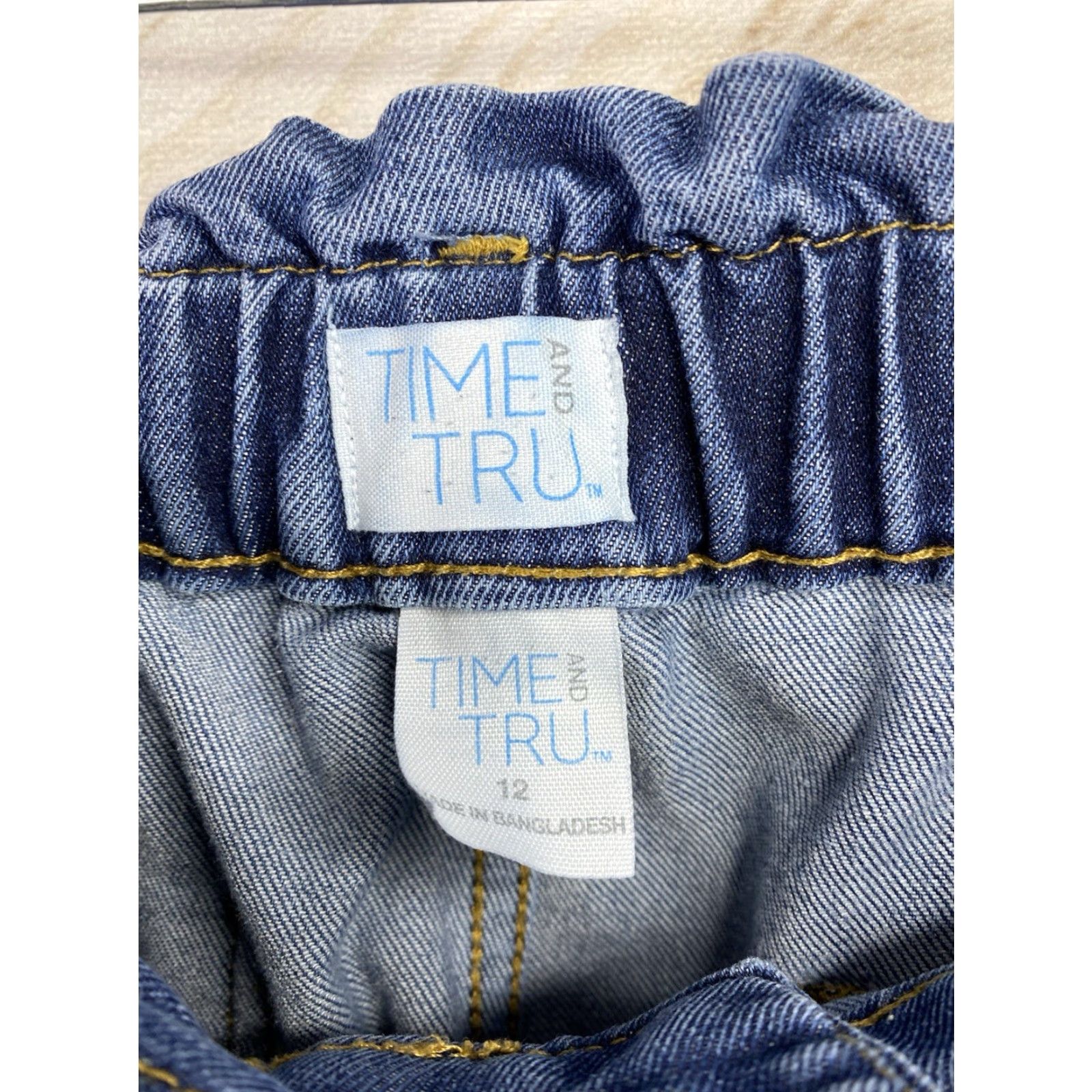 Vintage Time And Tru Jeans Womens 12 High Rise Button Fly Distressed Belted Paperbag Denim Blue Cotton Blend Spandex Skinny 5-Pocket Womens Size 34" / US 12 / IT 48 - 5 Thumbnail