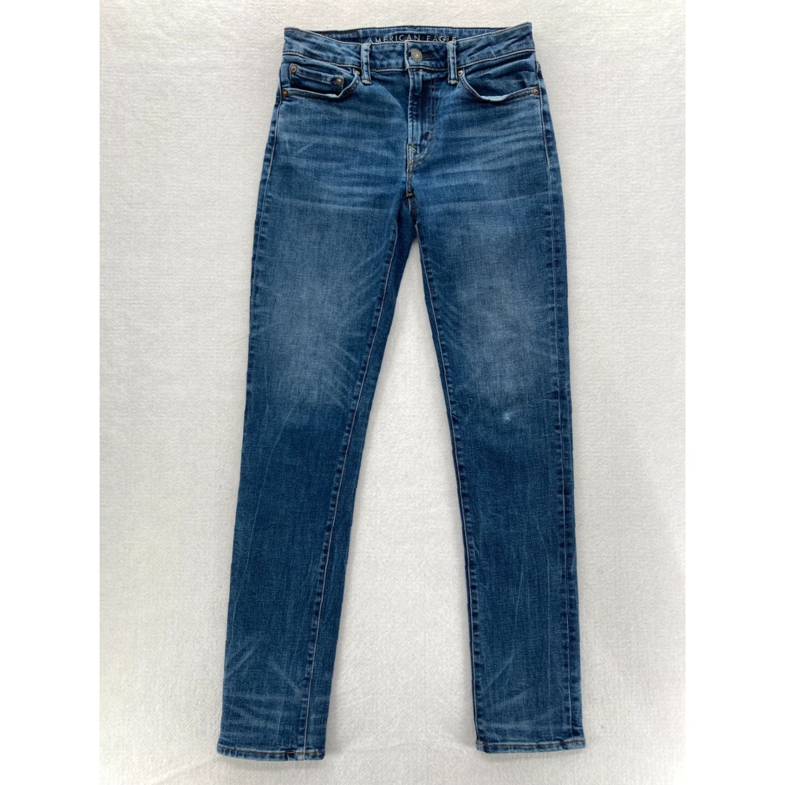 American Eagle Outfitters American Eagle Outfitters Jeans Mens 28x32 Skinny Medium Blue Stretch Denim Pant Distressed Size US 28 / EU 44 - 2 Thumbnail