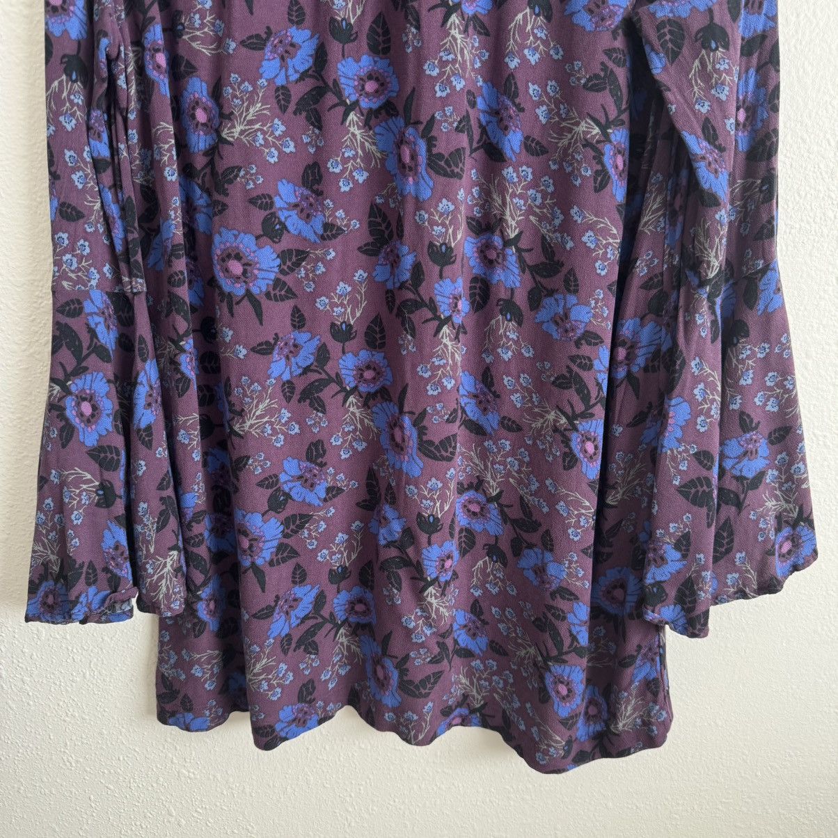 Free People FREE PEOPLE Purple Blue Boho Floral Mystery Tunic Blouse Size M / US 6-8 / IT 42-44 - 13 Thumbnail