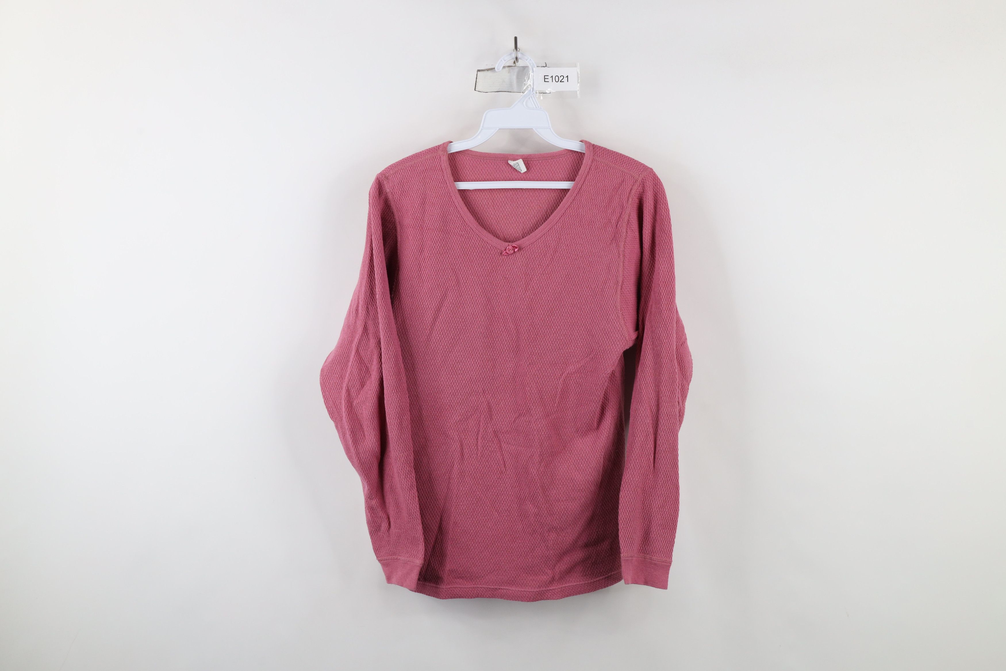 Vintage Vintage 90s Streetwear Waffle Knit Long Sleeve T-Shirt USA Size L / US 10 / IT 46 - 1 Thumbnail