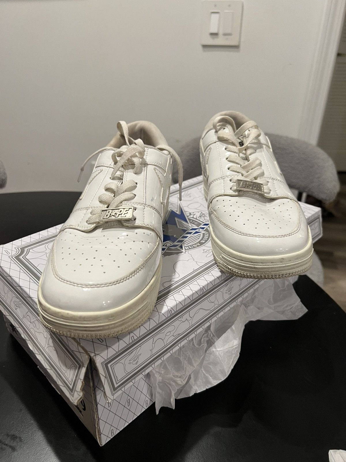 Bape White on white Bape Patent Leather Forces Size US 9 / EU 42 - 3 Thumbnail