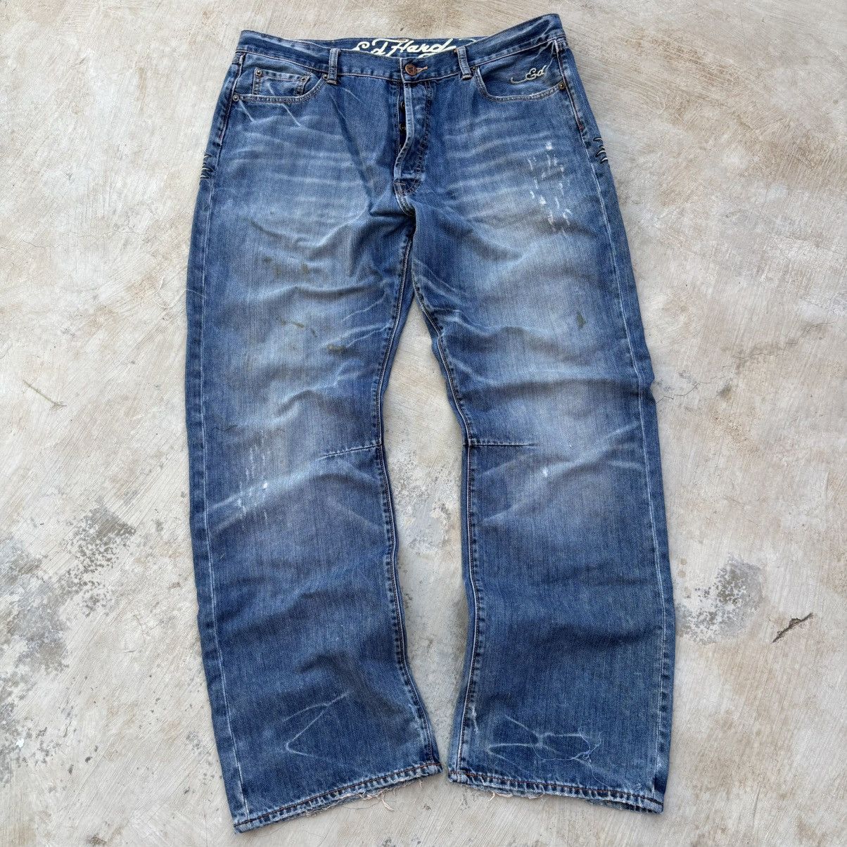 Ed Hardy Vintage 00s Edhardy Denim Y2K Jeans Size US 40 / EU 56 - 6 Thumbnail