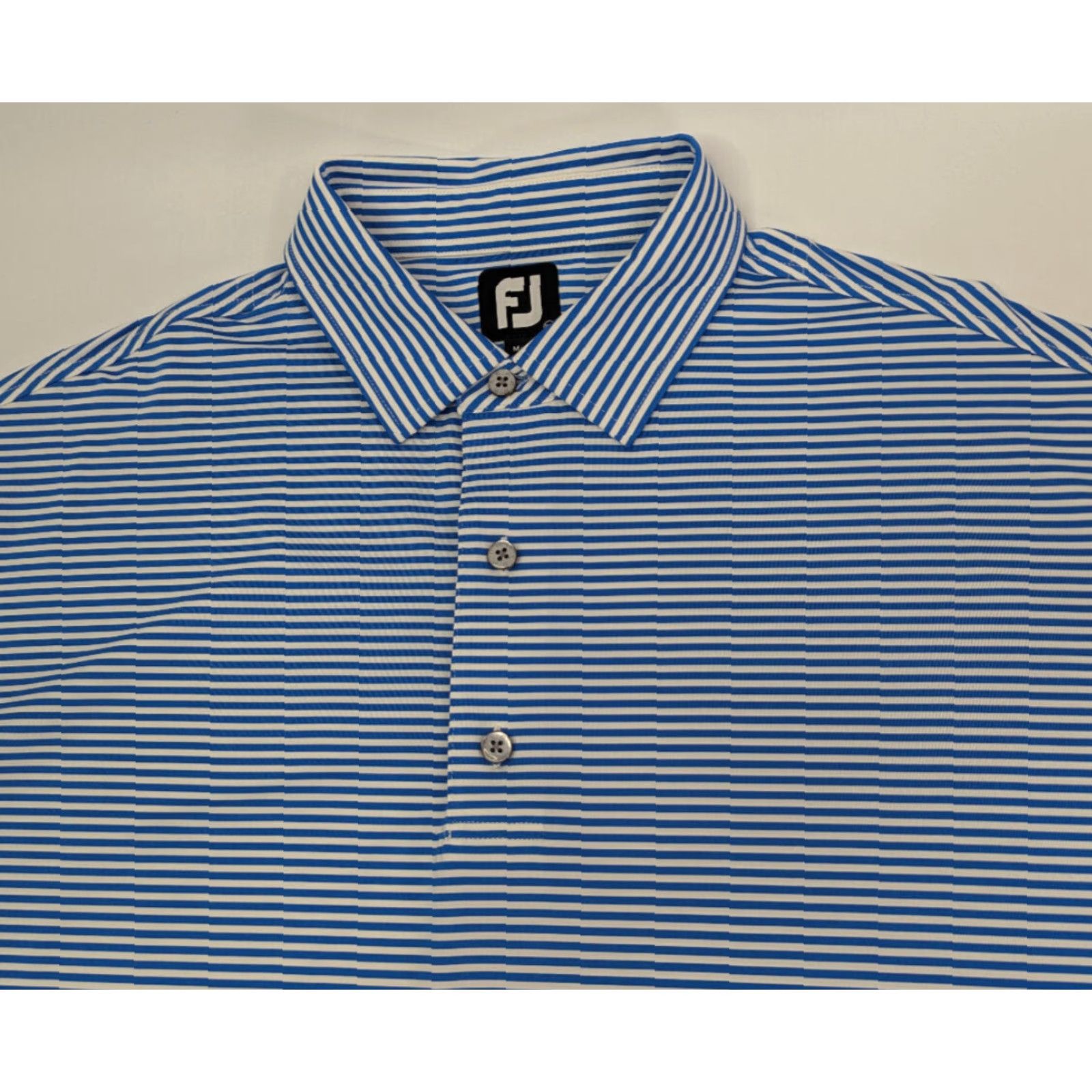 Footjoy FootJoy Polo Shirt Mens 2XL Striped Blue Short Sleeve Button Collared Knit Polyester Spandex Golf Activewear Casual Workwear Shirt Clothing Size US XXL / EU 58 / 5 - 2 Thumbnail