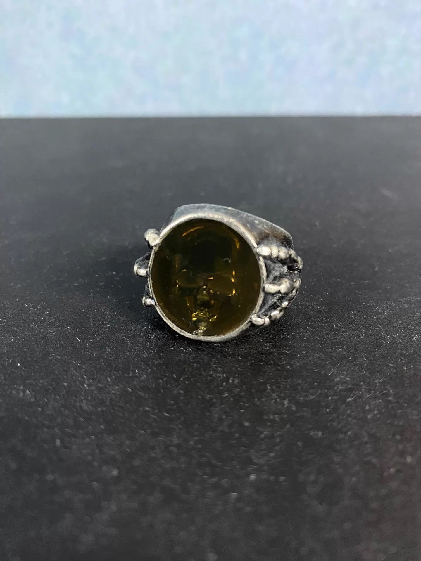 Number (N)ine Number nine Eagle Claw Amber Skull 950 Silver Ring Size ONE SIZE - 3 Thumbnail
