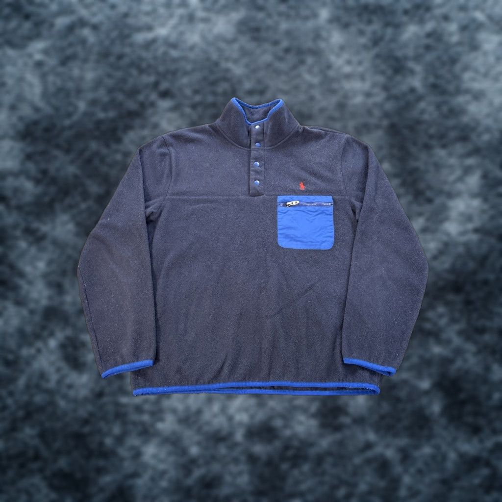 Polo Ralph Lauren Polo Ralph Lauren Fleece Jacket Mens M Blue Pullover Button Sweatshirt 90s Vintage Preppy Logo Pockets All Seasons Size US M / EU 48-50 / 2 - 1 Thumbnail