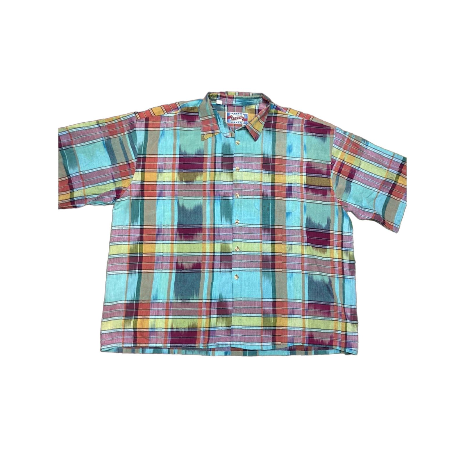 Vintage VINTAGE 80s shadow plaid button shirt 100% cotton Sergio quality style XXL Tall Blue Plaid Men Size 2XL Tall Short Sleeve 80s Shirt Mens Size US XXL / EU 58 / 5 - 1 Thumbnail