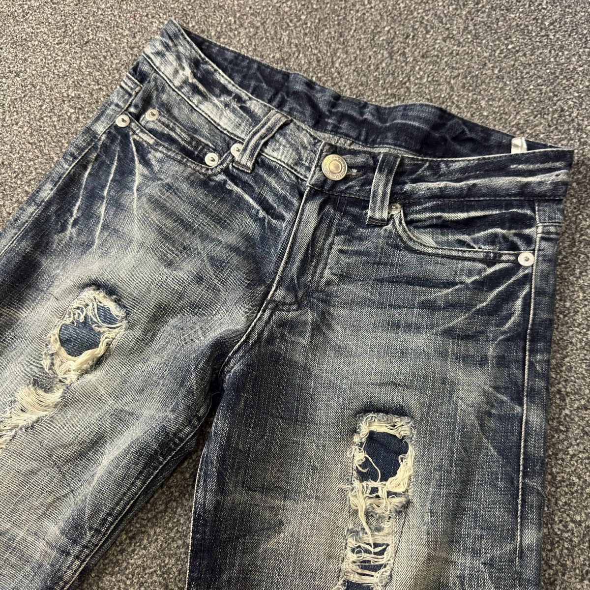 Purple Brand 🔥🇯🇵 Vintage Japanese Destroyed Crack Wash Jeans LGB Style Size US 32 / EU 48 - 4 Thumbnail