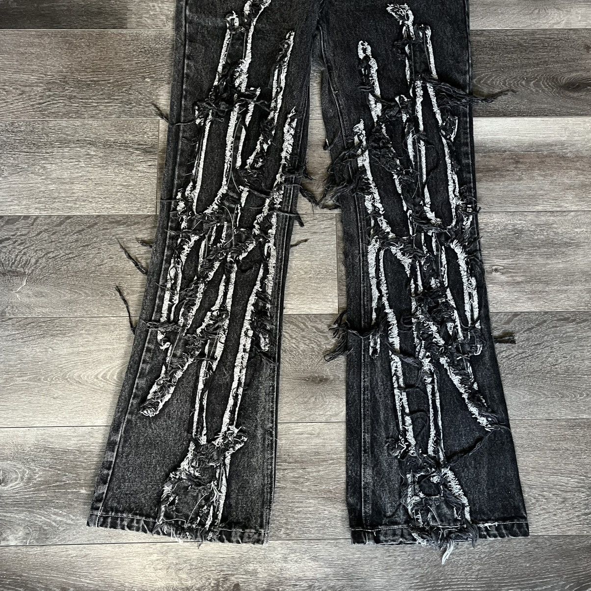 Japanese Brand Jason Demaci Thorn Distressed Scratch Denim Jeans Size 32 Size US 32 / EU 48 - 5 Thumbnail