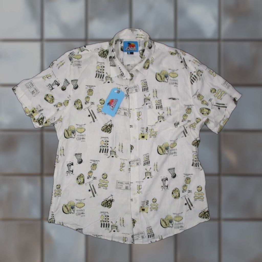 Vintage Balls Beachwear Shirt Mens 2XL White Origin of Sports Hawaiian Button Up Shirt Size US XXL / EU 58 / 5 - 1 Thumbnail