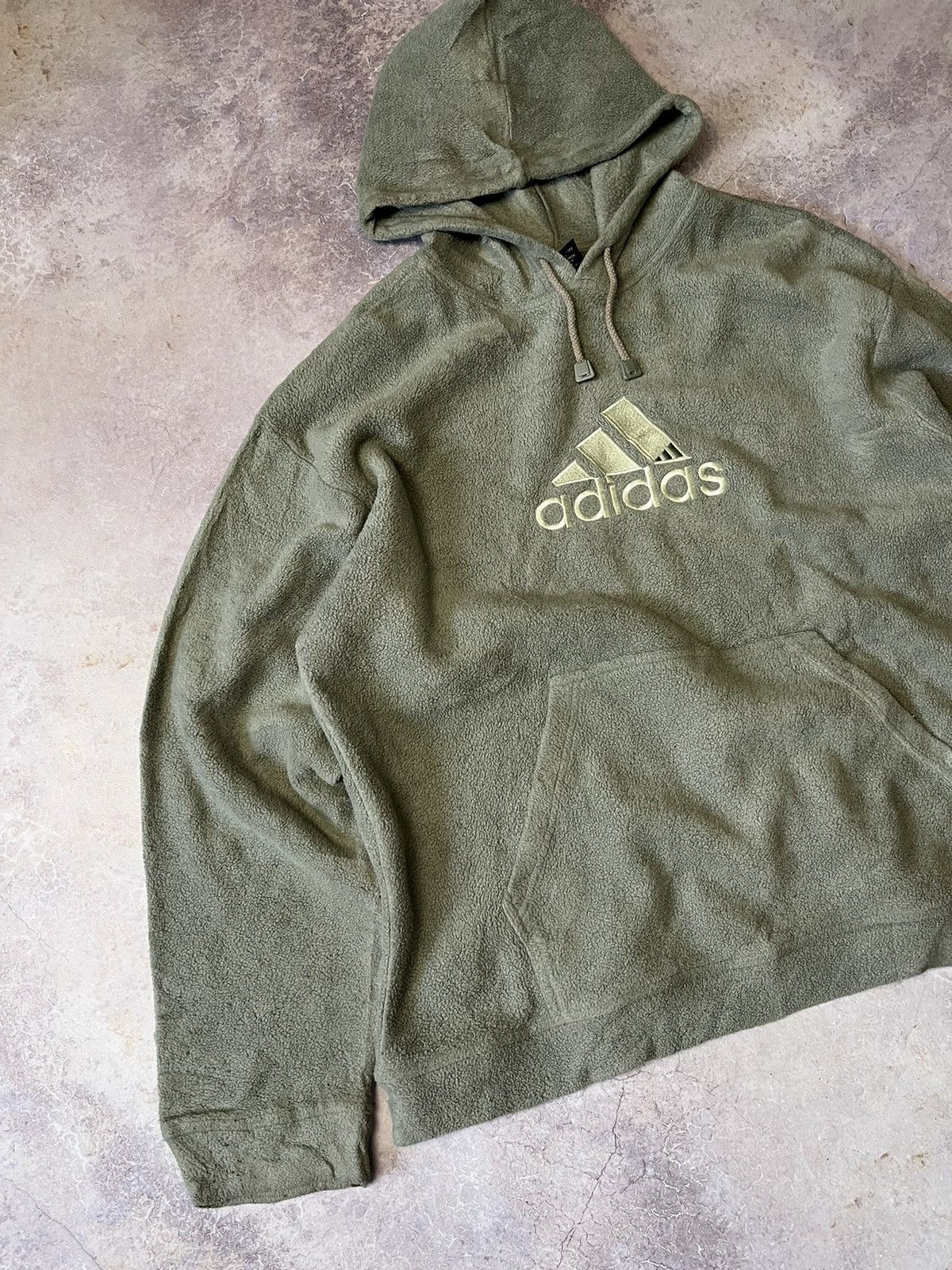 Pre-owned Adidas X Vintage Adidas 00s Baggy Fit Fleece Hoodie In Green