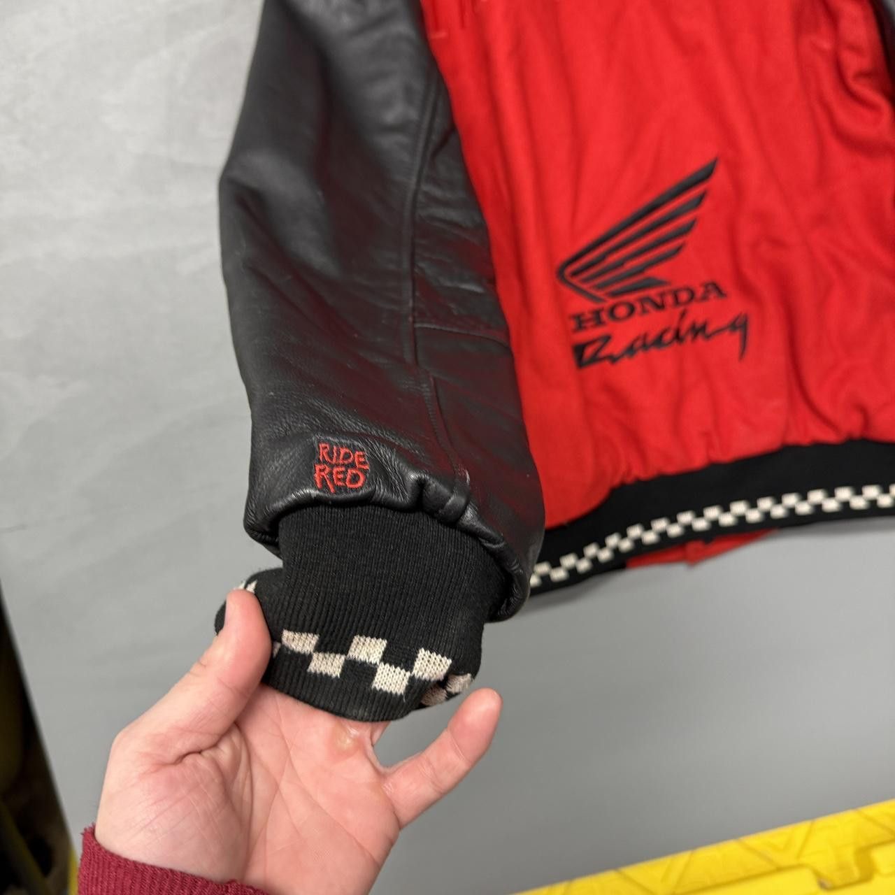 Honda Vintage Honda Red Riders Leather / Wool Bomber Jacket Medium Size US M / EU 48-50 / 2 - 5 Thumbnail