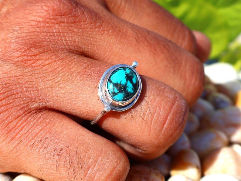 Handmade Green Turquoise Ring, 925 Silver Ring, December Birthstone Size ONE SIZE - 9 Thumbnail