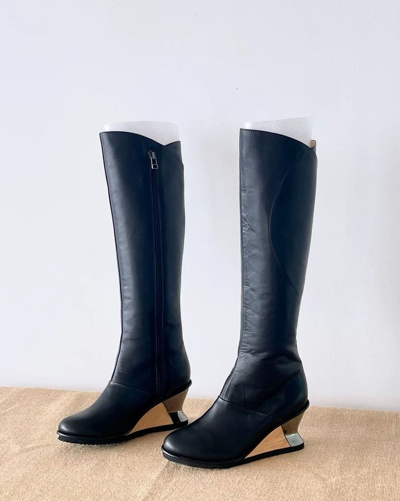 Issey Miyake Issey Miyake Mirror wedge heel knight boots Size US 5.5 / IT 35.5 - 1 Thumbnail