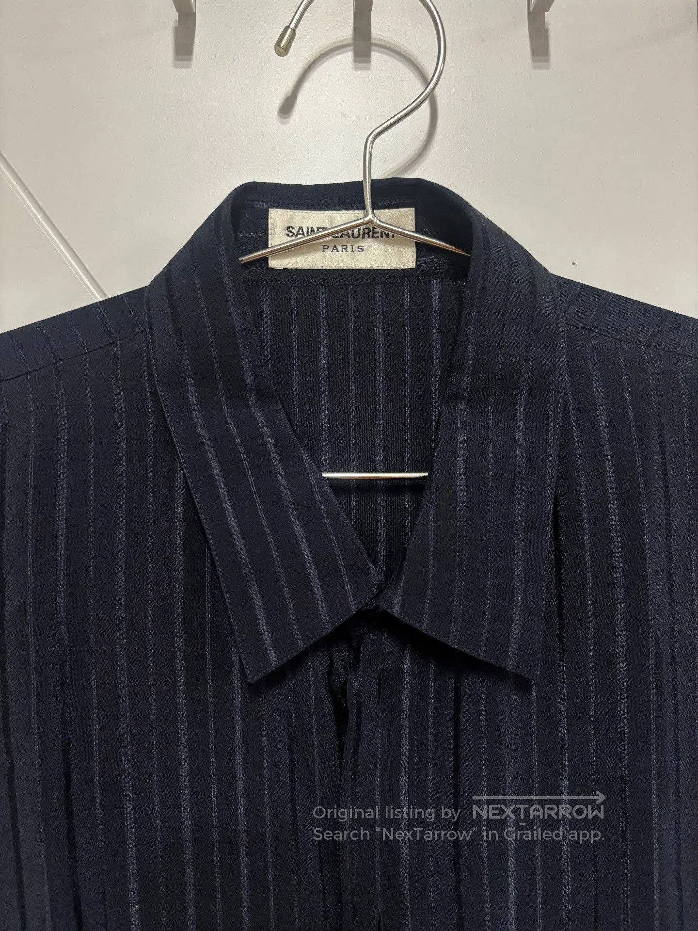 Saint Laurent Paris YSL Saint Laurent Dark Blue Sleeveless Silk Shirt. Size S / US 4 / IT 40 - 3 Thumbnail