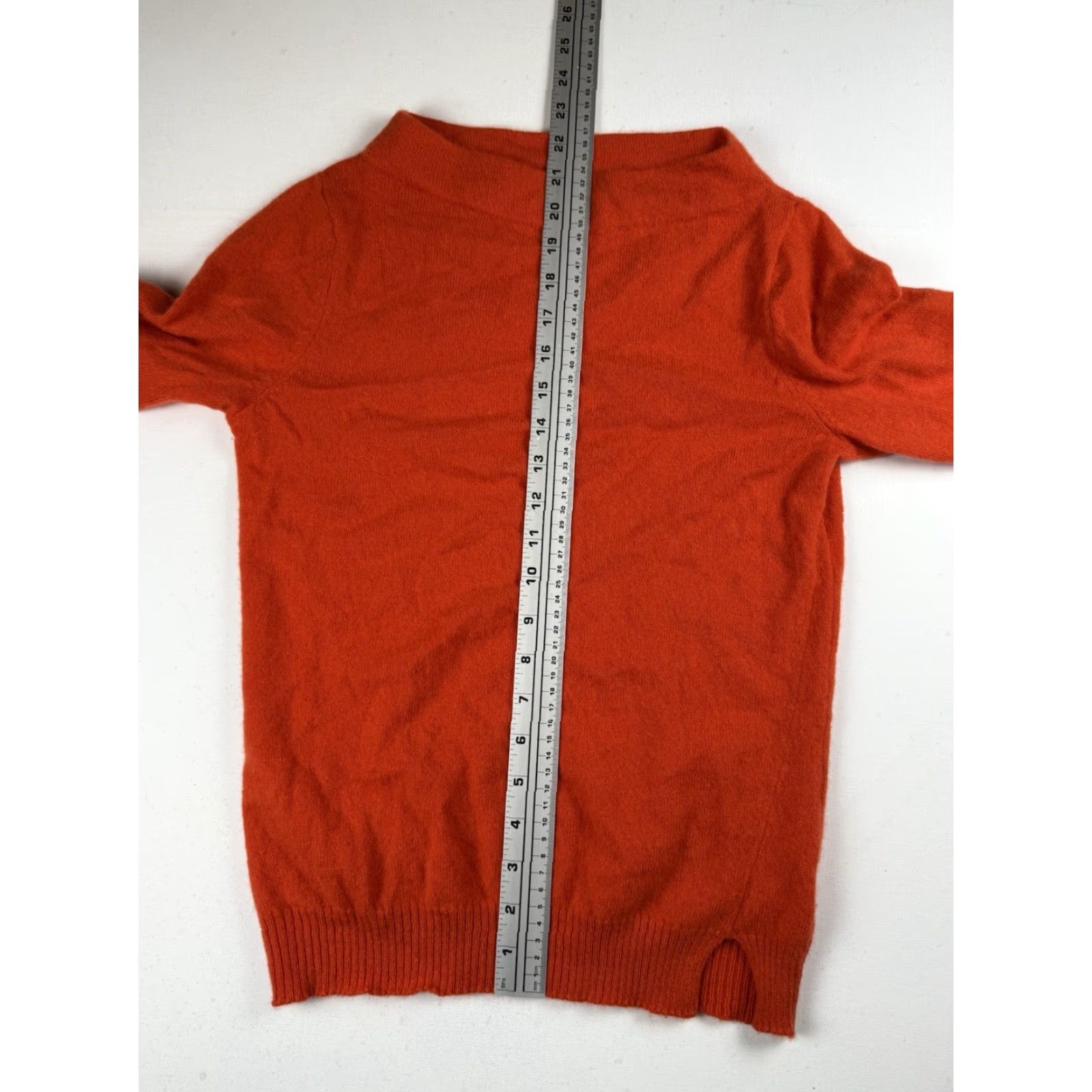 Anthropologie Anthropologie Sweater Women's S 100% Cashmere Orange Boat Neck 3/4 Sleeve Pullover Size S / US 4 / IT 40 - 5 Thumbnail