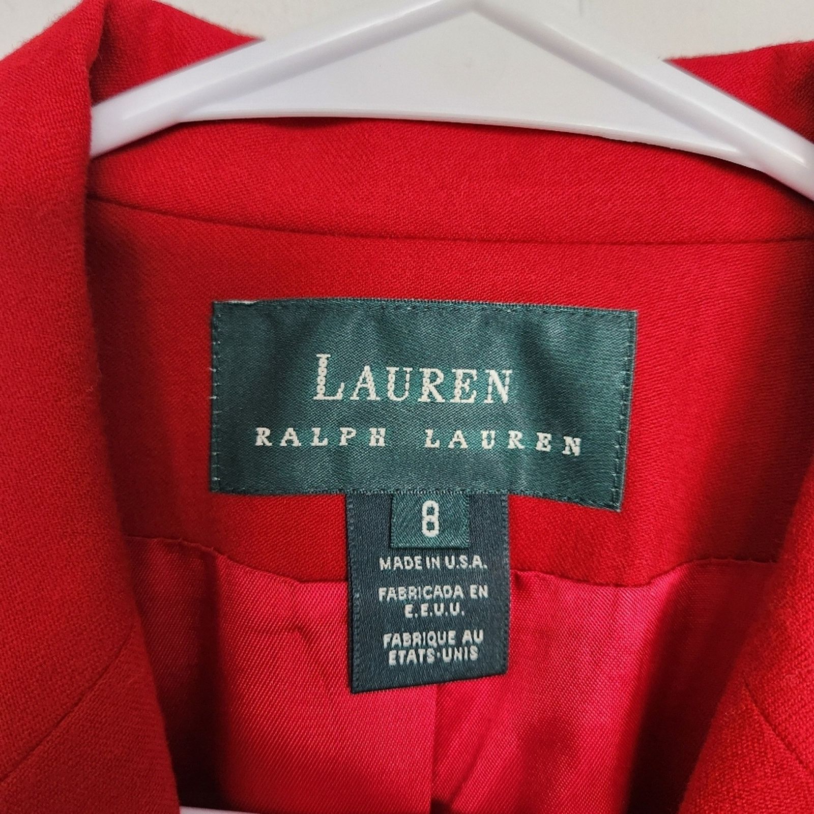 Lauren Ralph Lauren Lauren Ralph Lauren Crested Wool Blazer Red 8 Preppy 90s Size M / US 6-8 / IT 42-44 - 3 Thumbnail