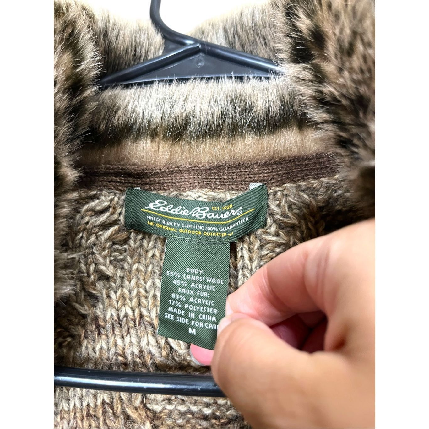 Eddie Bauer Eddie Bauer Sweater Brown Cable Knit Zip Cardigan Lambs Wool Blend M Size M / US 6-8 / IT 42-44 - 6 Thumbnail