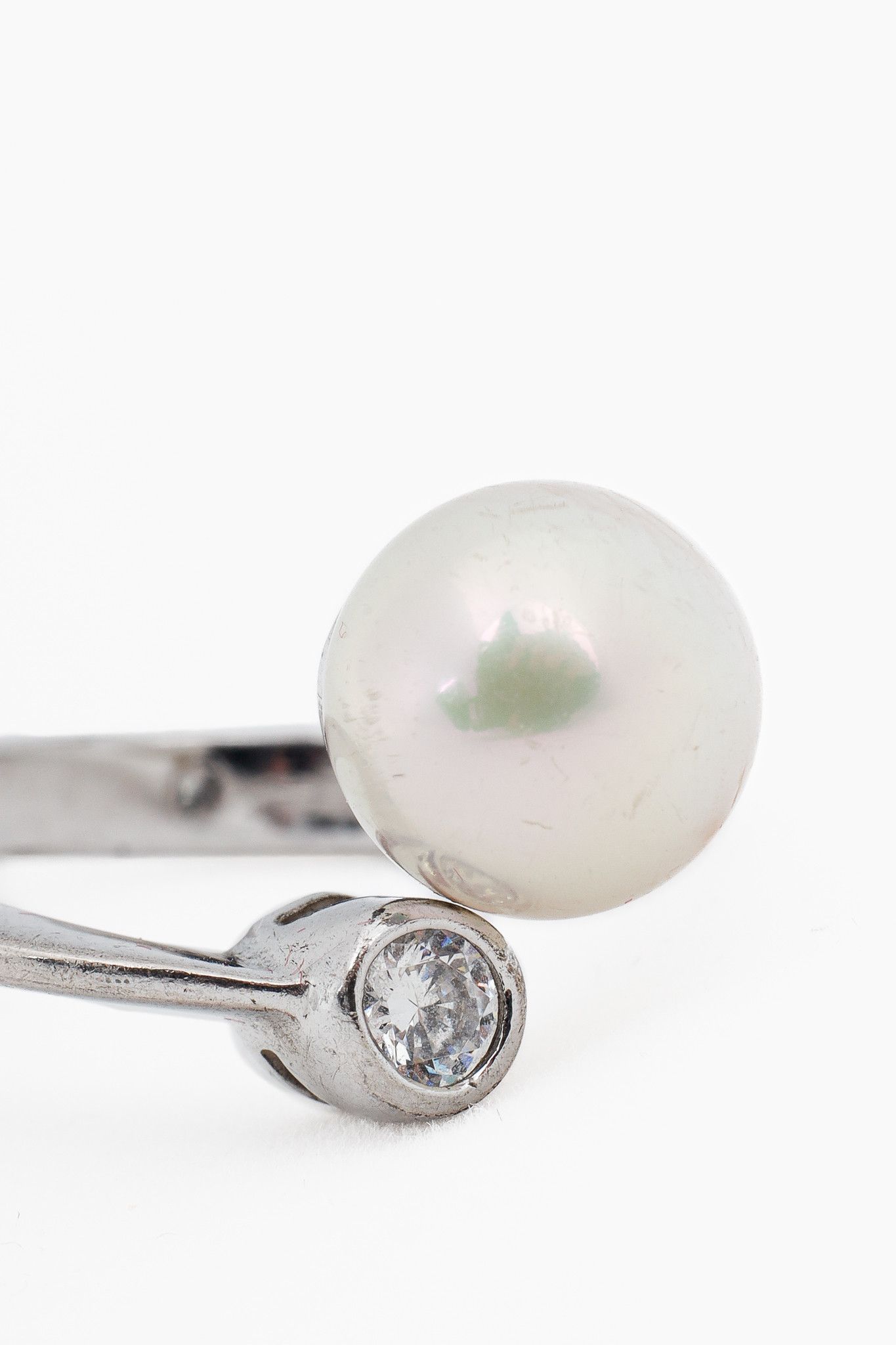 Other Majorica Selene Silver Pearl & Zirconia Open Ring Size ONE SIZE - 3 Thumbnail