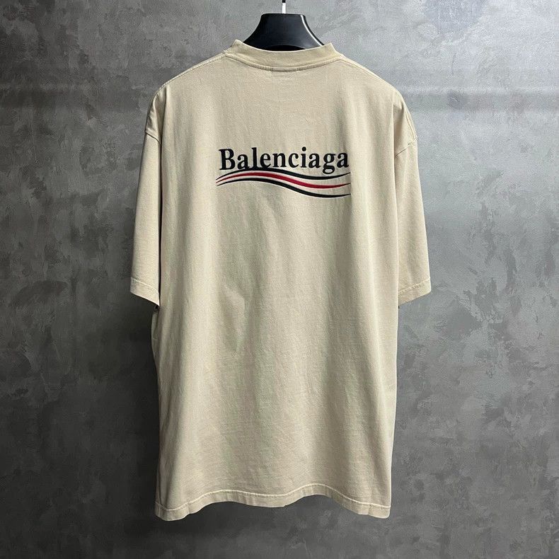 Balenciaga Balenciaga Beige Logo Short Sleeve T-Shirt-2506 Size US S / EU 44-46 / 1 - 5 Thumbnail