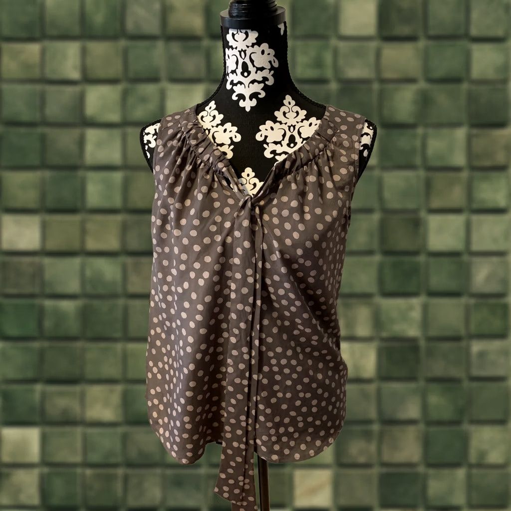 Loft Loft Polka Dot Tank Blouse Top Work/Office Wear Womens SZ M Blouse Sleeveless Chiffon Polyester Brown Satin? Size M / US 6-8 / IT 42-44 - 1 Thumbnail