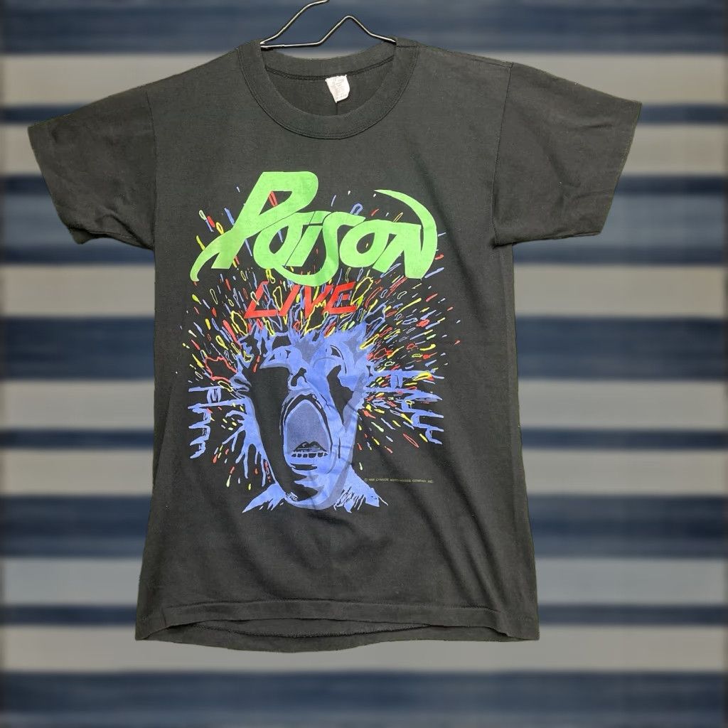 Olive Vintage Poison Shirt Mens Medium Live Tour Rock Concert Tee Single Stitch 1988 Size US M / EU 48-50 / 2 - 1 Thumbnail