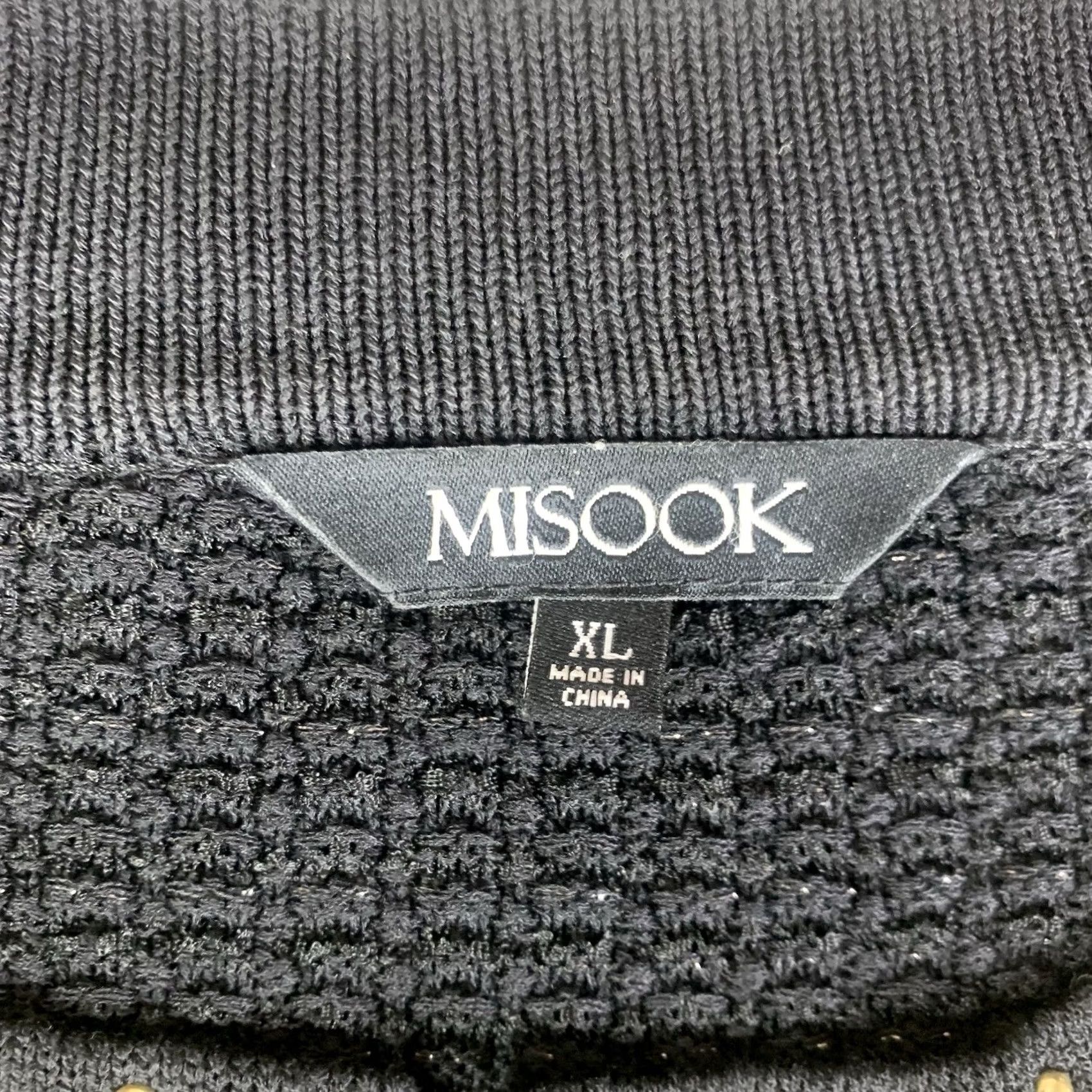 Vintage Misook Jacket Womens XL Black Heritage Fit Gold Studded Knit Cardigan Blazer Size XL / US 12-14 / IT 48-50 - 2 Thumbnail