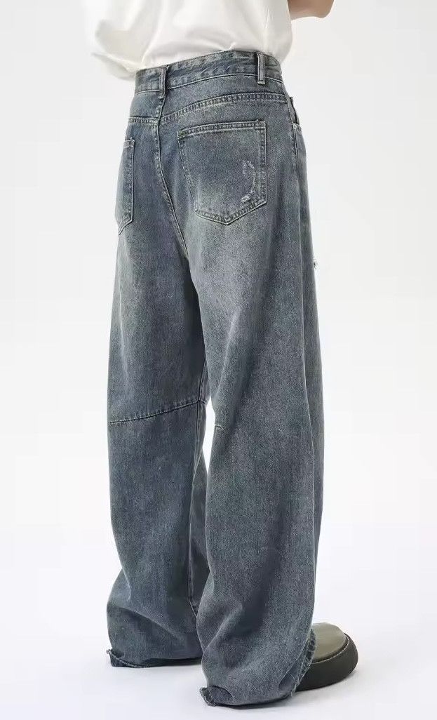 Jean × Vintage Men Distressed Straight Wide Leg Blue Jeans Size US 31 - 5 Thumbnail