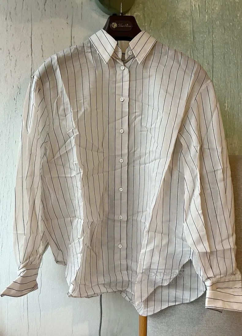 Brunello Cucinelli Brunello Cucinelli Gold and silver thread striped shirt Size S / US 4 / IT 40 - 4 Thumbnail