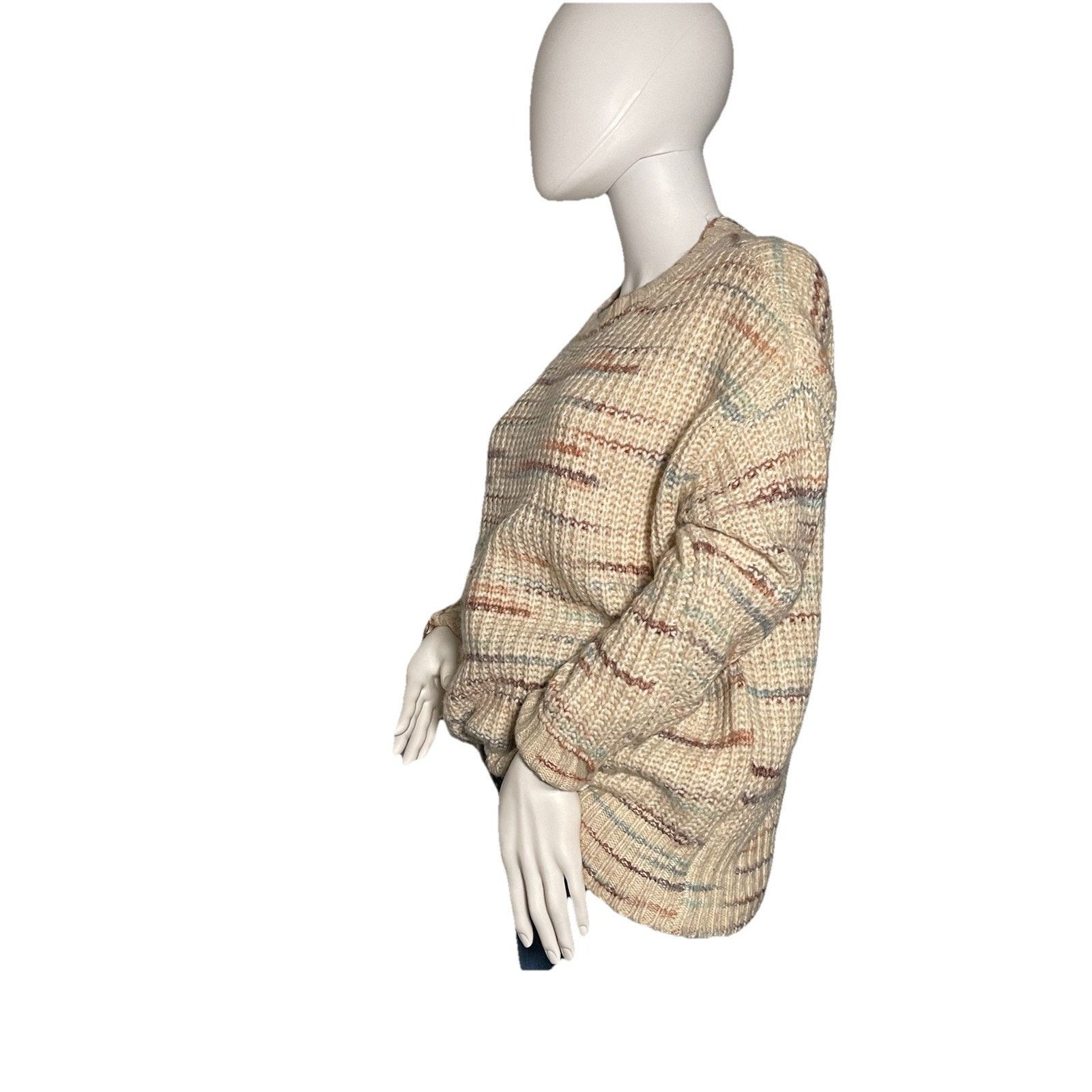 American Eagle Outfitters American Eagle White Brown Striped Long Sleeve Sweater XS Size XS / US 0-2 / IT 36-38 - 3 Thumbnail