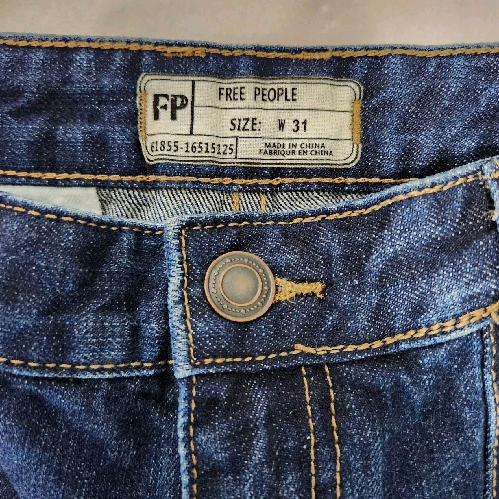Free People VINTAGE Free People Blue Denim Eyelet Trim High Waisted Sweet Surrender Shorts-Size 31 Size 24" / US 00 / IT 34 - 7 Thumbnail