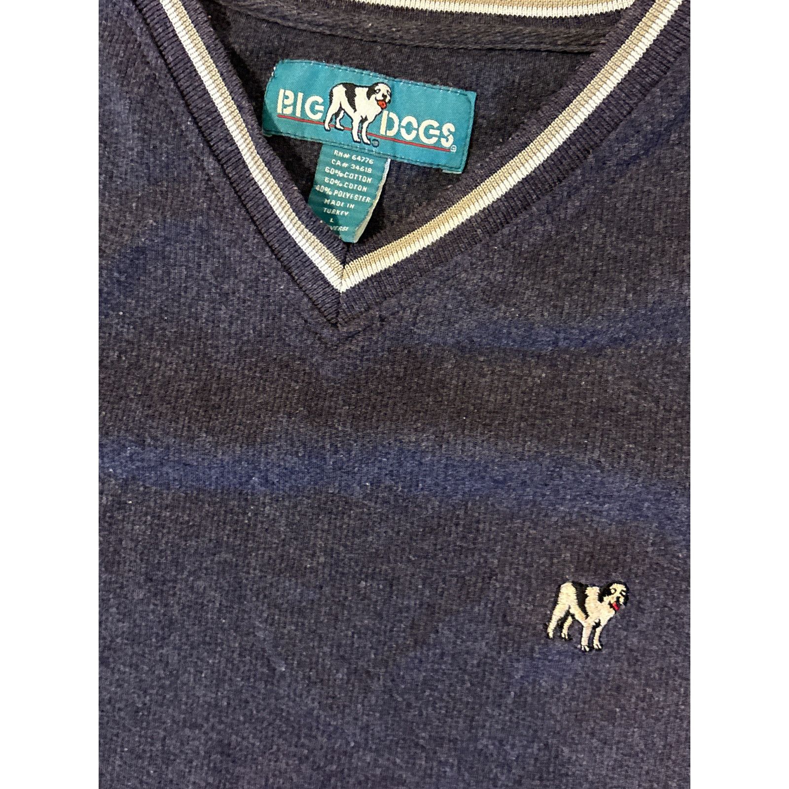 Big Dogs Vtg Y2K Big Dogs V-neck Large casual shirt grey 24x30 Size US L / EU 52-54 / 3 - 1 Thumbnail