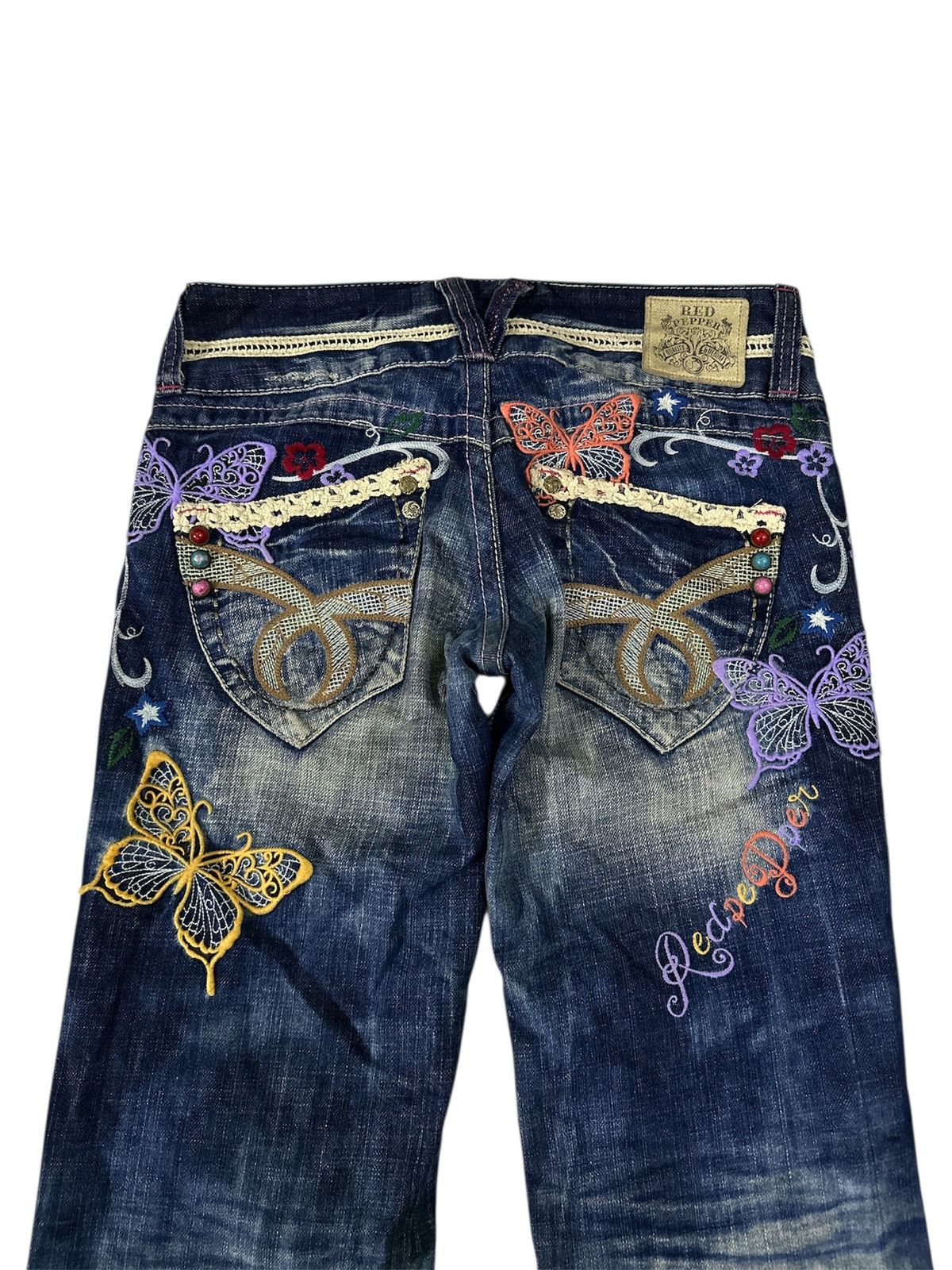 GOA Crazy 2000s Red Pepper Washed Flare Jeans Goa Lgb Y2K Style Size US 32 / EU 48 - 2 Thumbnail