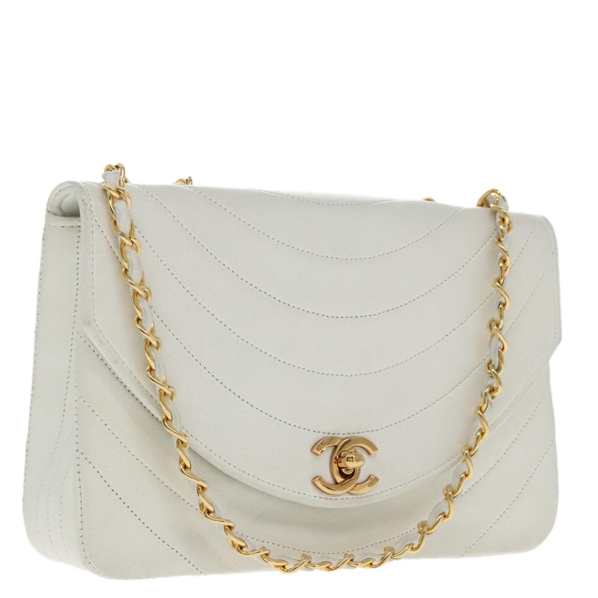 Chanel Demi Lune White Leather Shoulder Bag (Pre-Owned) Size ONE SIZE - 1 Thumbnail