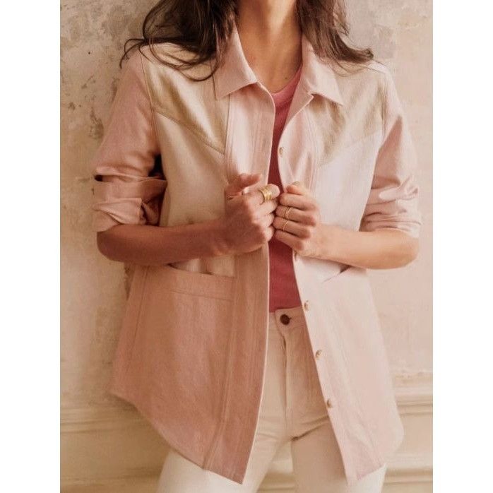 Sezane Sezane Jacket Womens XXS Will Denim Chore Coat Patchwork Ecr Size XS / US 0-2 / IT 36-38 - 1 Thumbnail