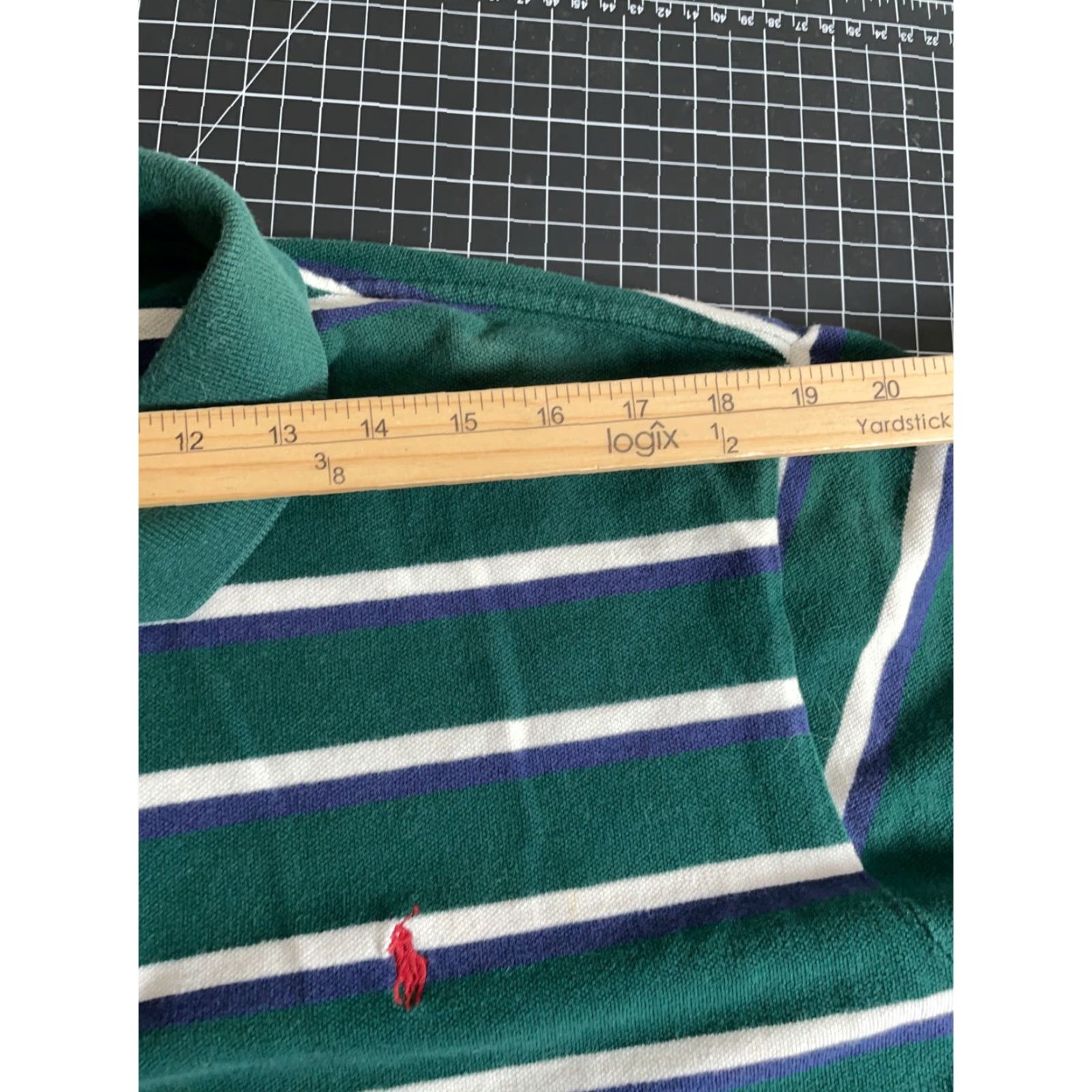 Polo Ralph Lauren VINTAGE Polo Ralph Lauren Striped 3/4 Sleeve Polo Shirt Adult XL Green Blue Cotton Casual 90s Mens Size US XL / EU 56 / 4 - 7 Thumbnail