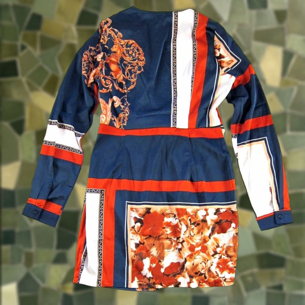Fashion Nova Fashion Nova Orange Floral V-Neck Long Sleeve Dress Women Large Size L / US 10 / IT 46 - 1 Thumbnail