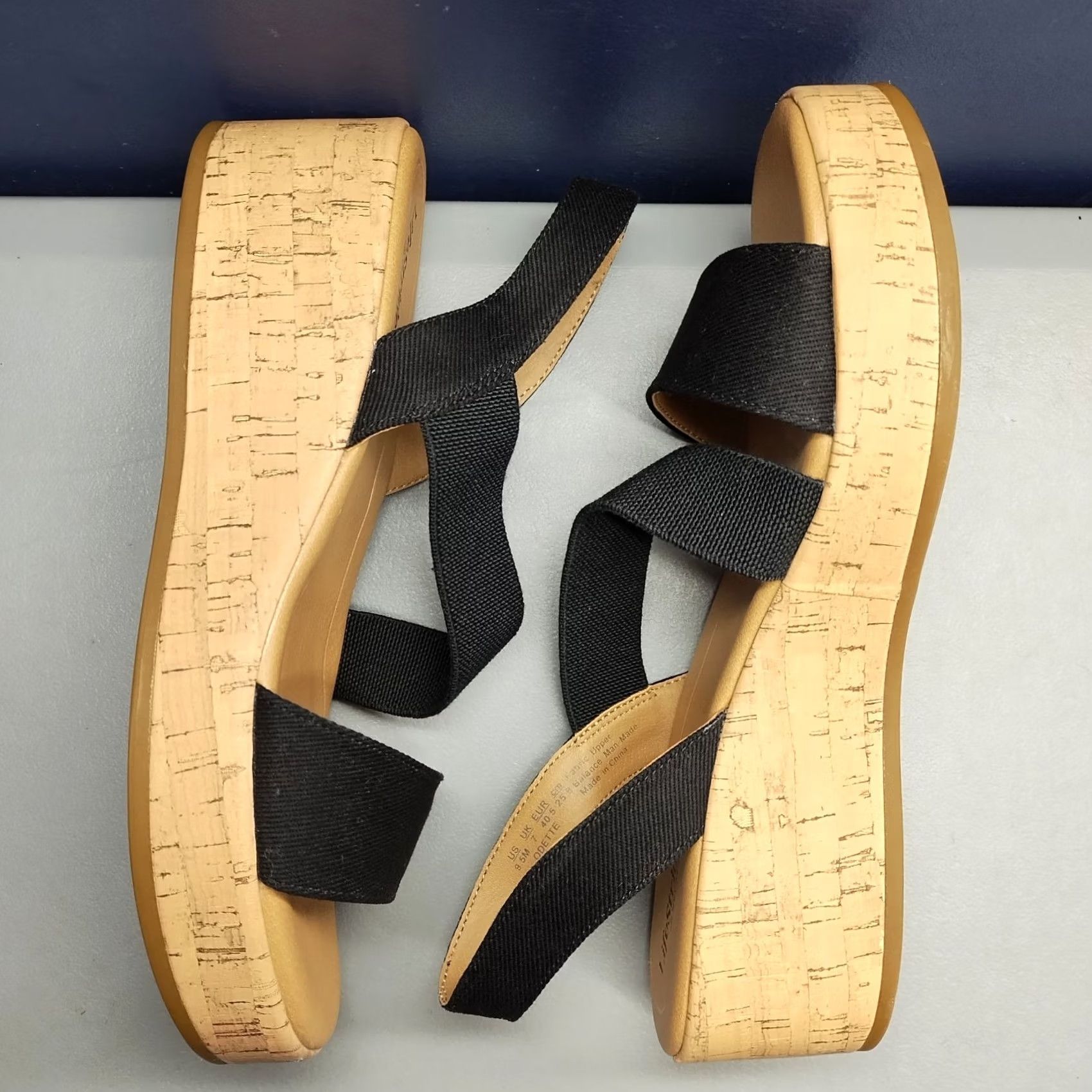 Vintage LifeStride Odette Strappy Wedge Sandals Womens 9.5M Brown & Black Cushion Support Size US 10 / IT 40 - 3 Thumbnail