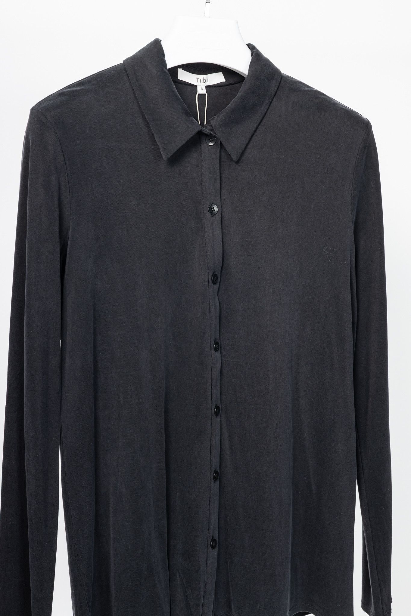 Tibi Tibi Black Deeba Cupro Slim Shirt Size M / US 6-8 / IT 42-44 - 3 Thumbnail