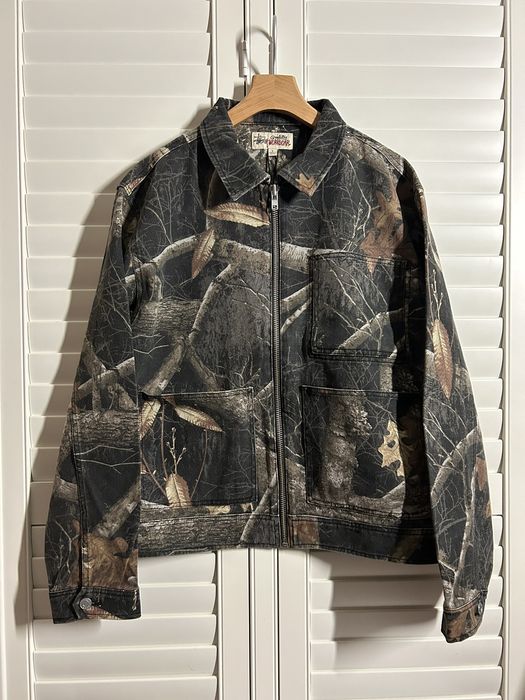 STUSSY ZIP WORK JACKET REALTREE L