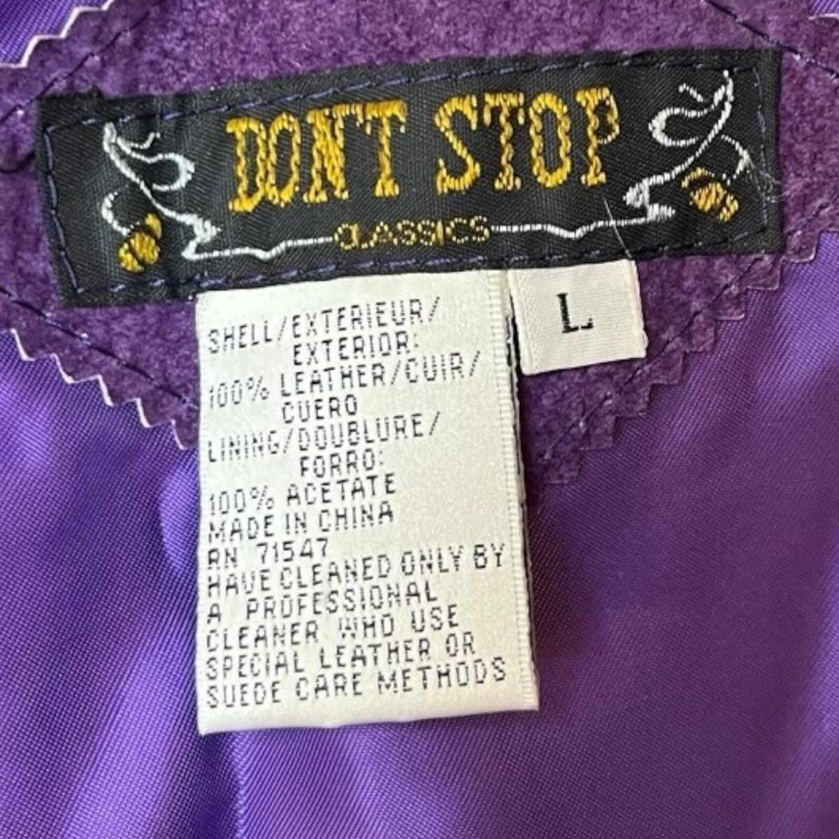 Vintage 90s/Y2K Don’t Stop Festival Purple Leather Fringe Vest Sz L Size L / US 10 / IT 46 - 8 Thumbnail