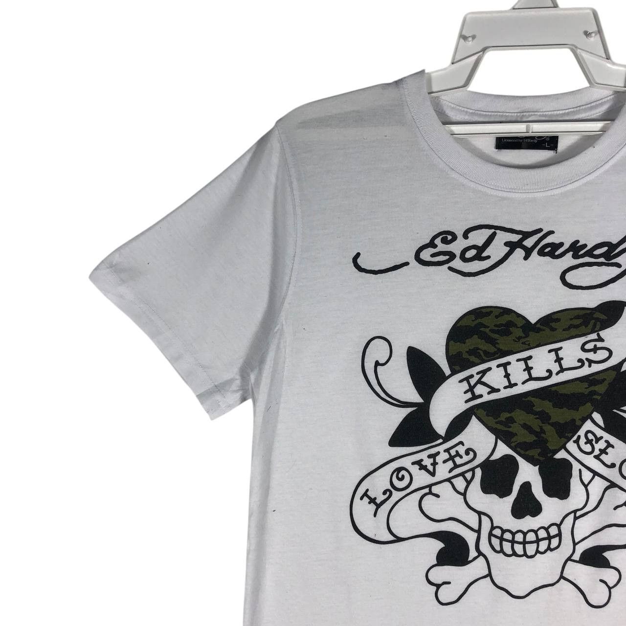 Ed Hardy Vintage Ed Hardy Love Kills Slowly White T-Shirt Size US L / EU 52-54 / 3 - 3 Thumbnail