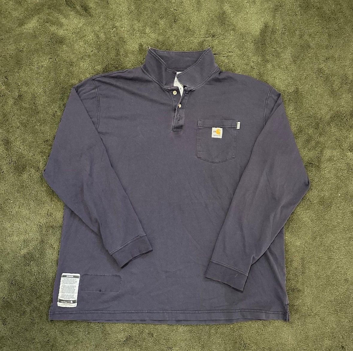 Carhartt Navy Blue Faded Carhartt FR polo long sleeve tshirt Size US XL / EU 56 / 4 - 1 Thumbnail