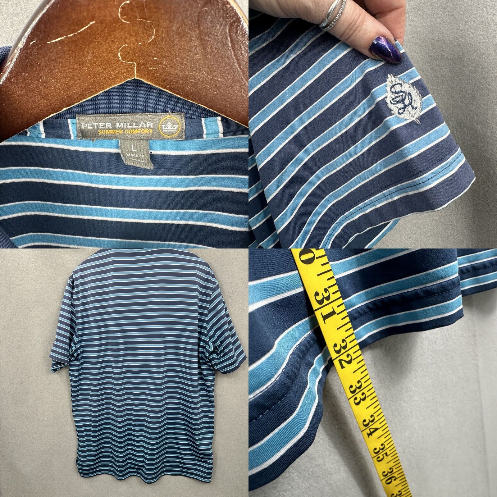 Peter Millar Peter Millar Summer Comfort Shirt Mens Large Blue Striped Polo Golf Preppy Dad Size US L / EU 52-54 / 3 - 8 Thumbnail